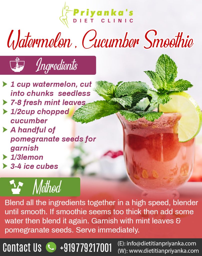 Watermelon, Cucumber Smoothie - Dietitian Priyanka