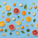 Citrus fruits pattern background.